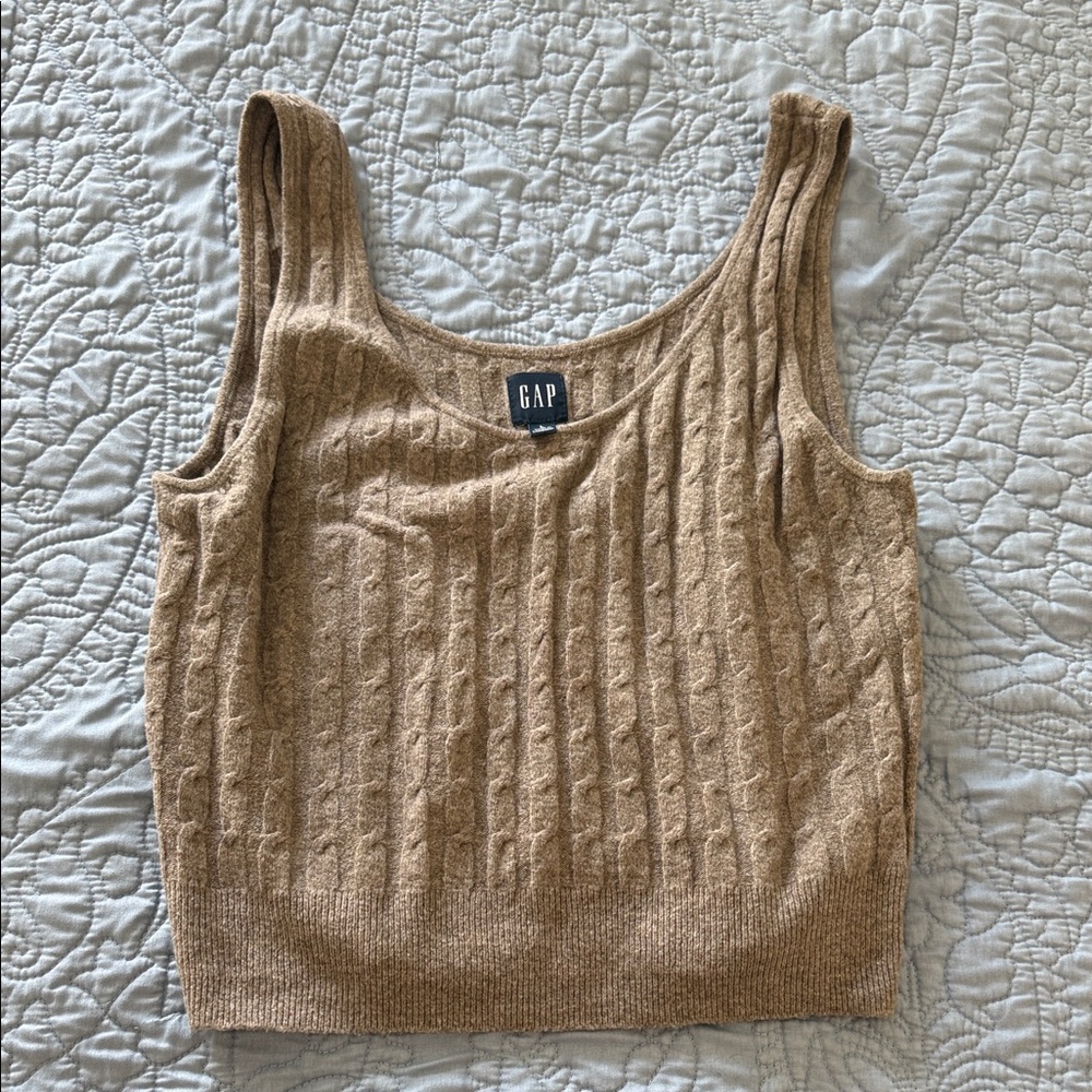 GAP Beige Cable Knit Sleeveless Top
